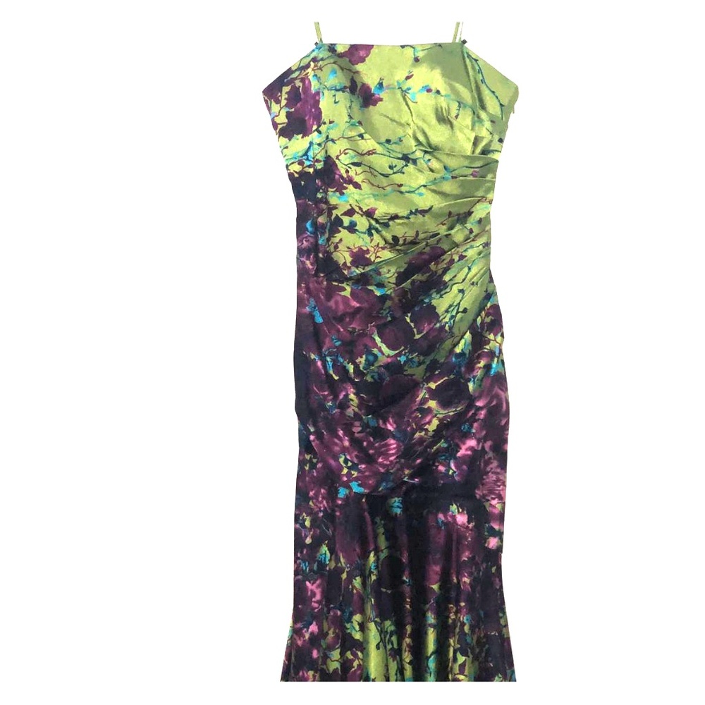 Beautiful Green Dress with Purple Flowers